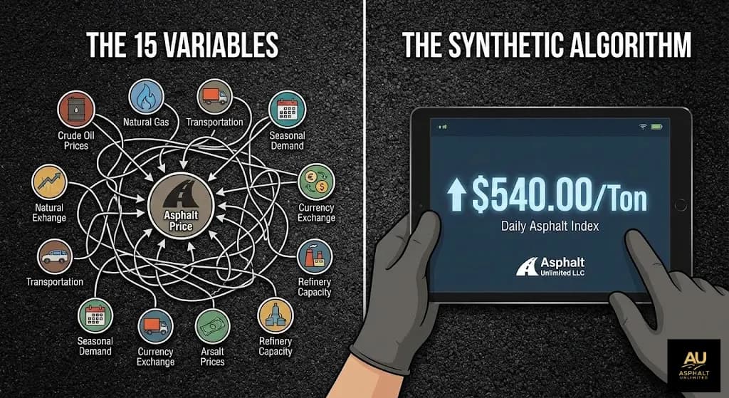 The 15 Variables diagram and The Synthetic Algorithm showing Daily Asphalt Index