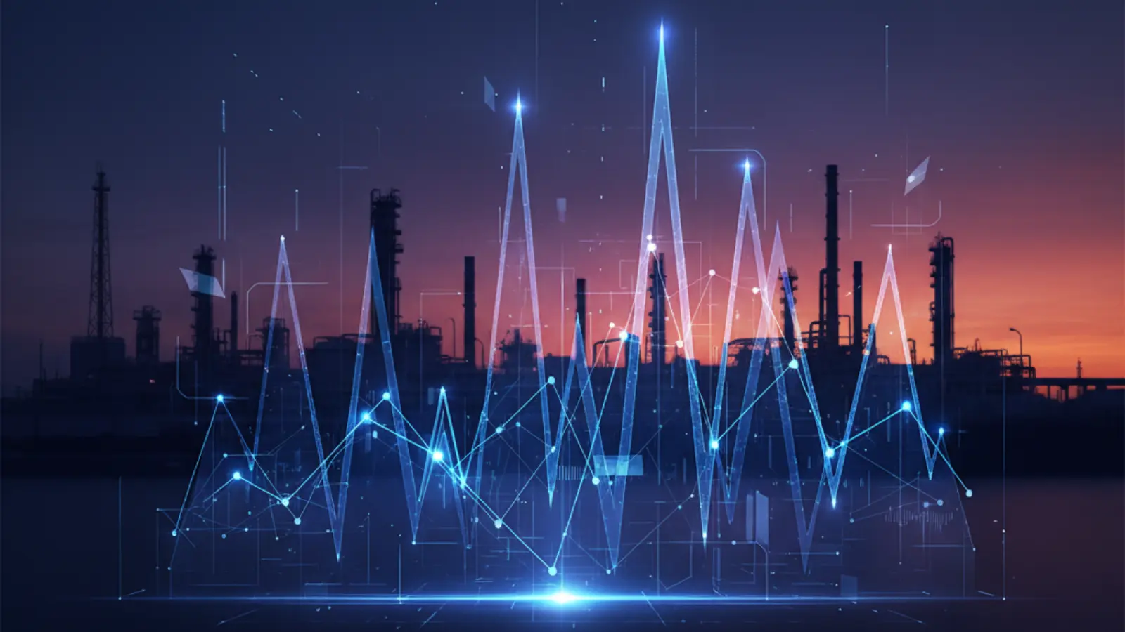 AI-powered data visualization showing refinery and price forecasting analytics